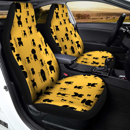 Funny Dogs Car Seat Covers Custom Yellow Pattern Car Accessories