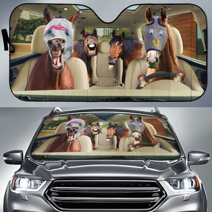 Funny Driving Horse With Fly Cover Car Auto Sunshades