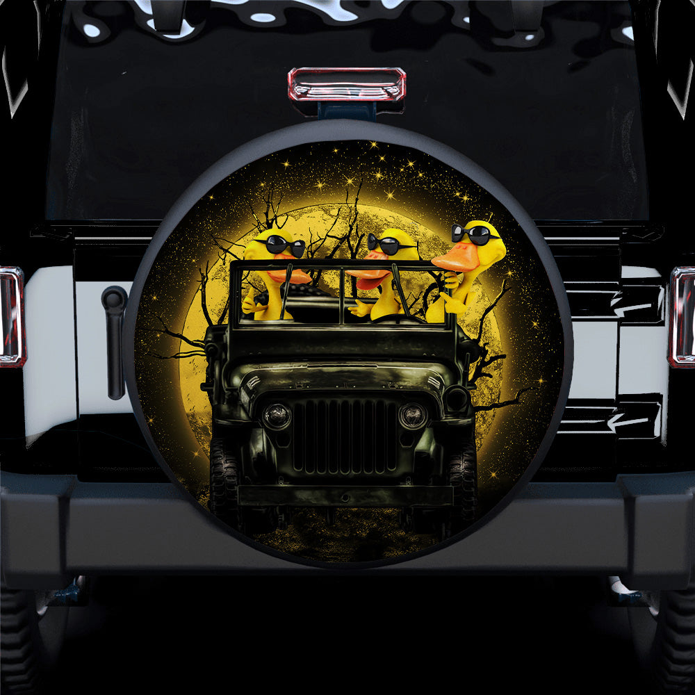 Funny Ducks Ride Jeep Moonlight Halloween Car Spare Tire Cover