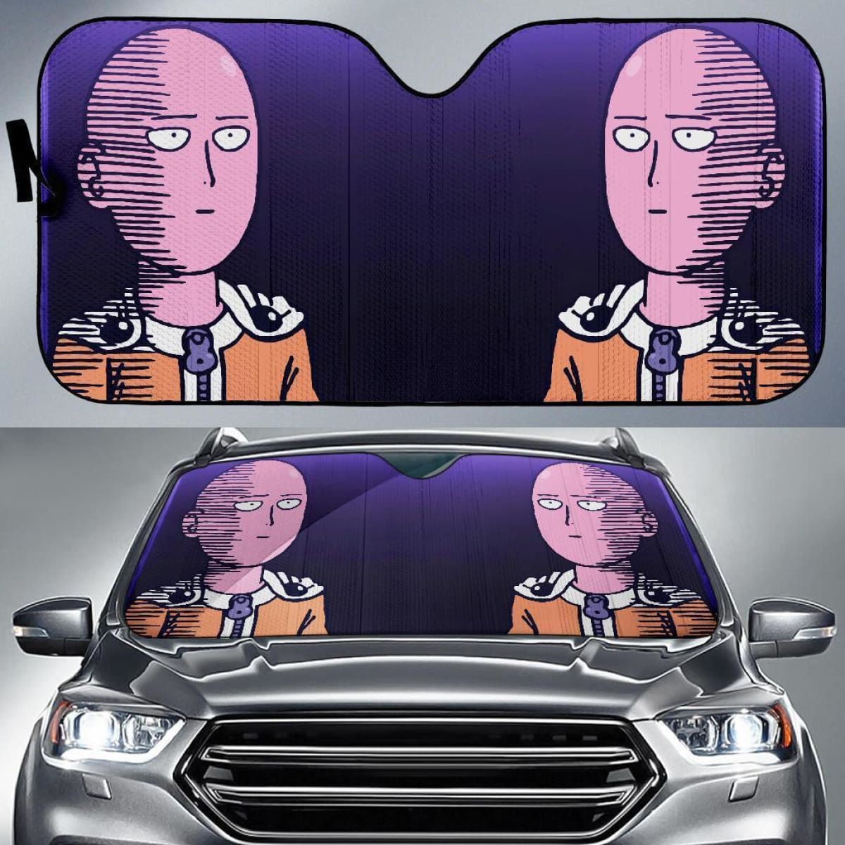 Funny Face Saitama One Punch Man Auto Sun Shade Nh07 Universal Fit 111204