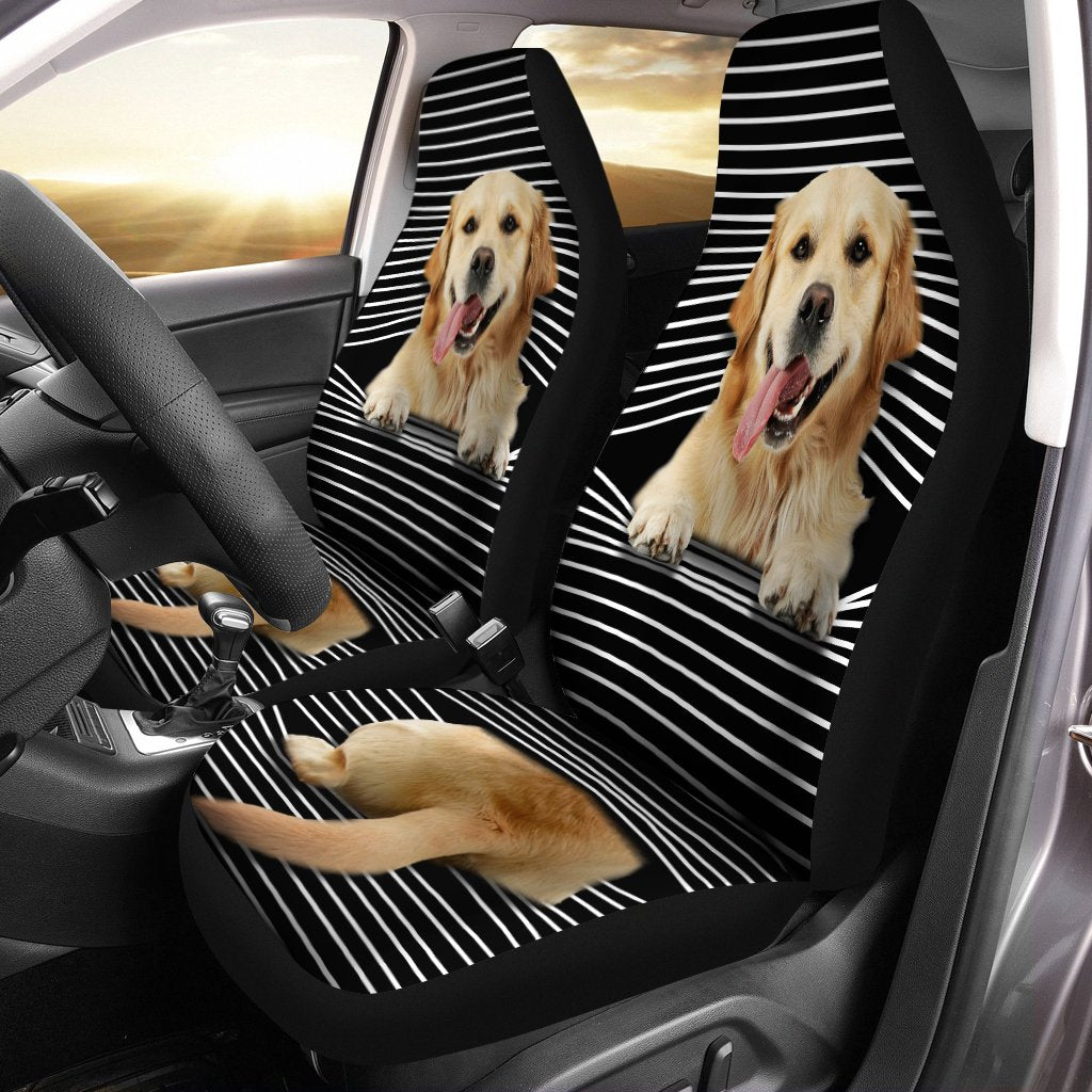 Funny Golden Retriever Car Seat Covers Custom Golden Retriever Car Accessories For Dog Lovers