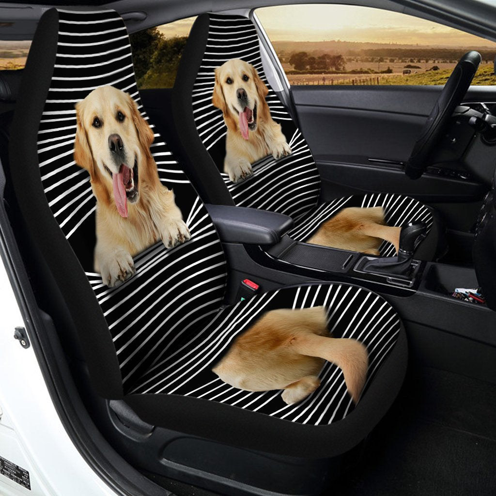 Funny Golden Retriever Car Seat Covers Custom Golden Retriever Car Accessories For Dog Lovers