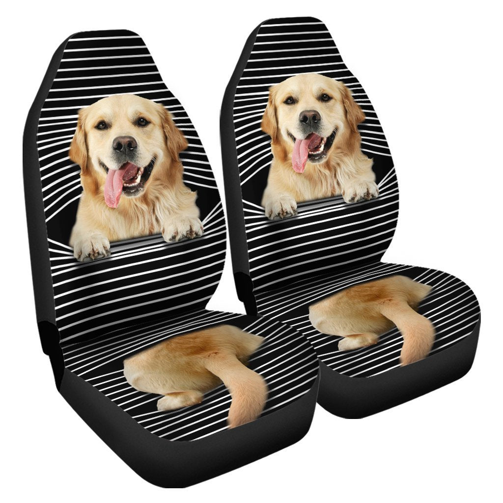 Funny Golden Retriever Car Seat Covers Custom Golden Retriever Car Accessories For Dog Lovers