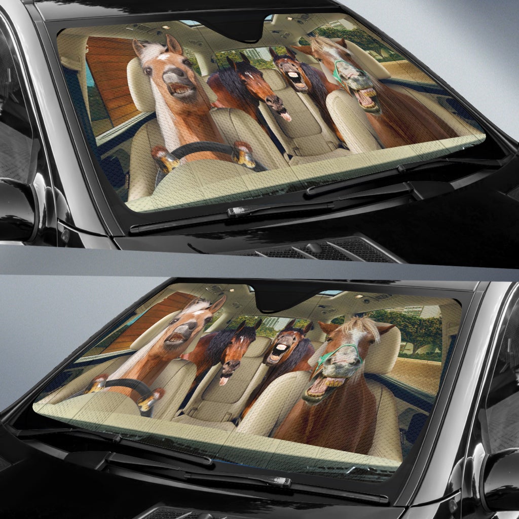 Funny Horses Right Hand Drive Car Auto Sunshades