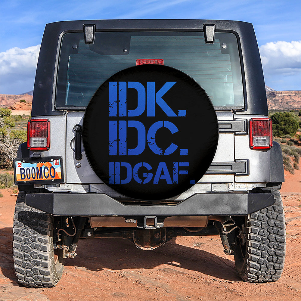 Funny IDK IDC Blue Jeep Car Spare Tire Cover