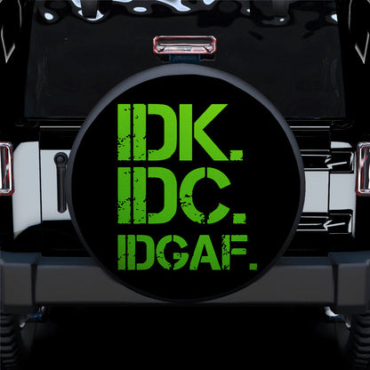Funny IDK IDC Green Jeep Car Spare Tire Cover