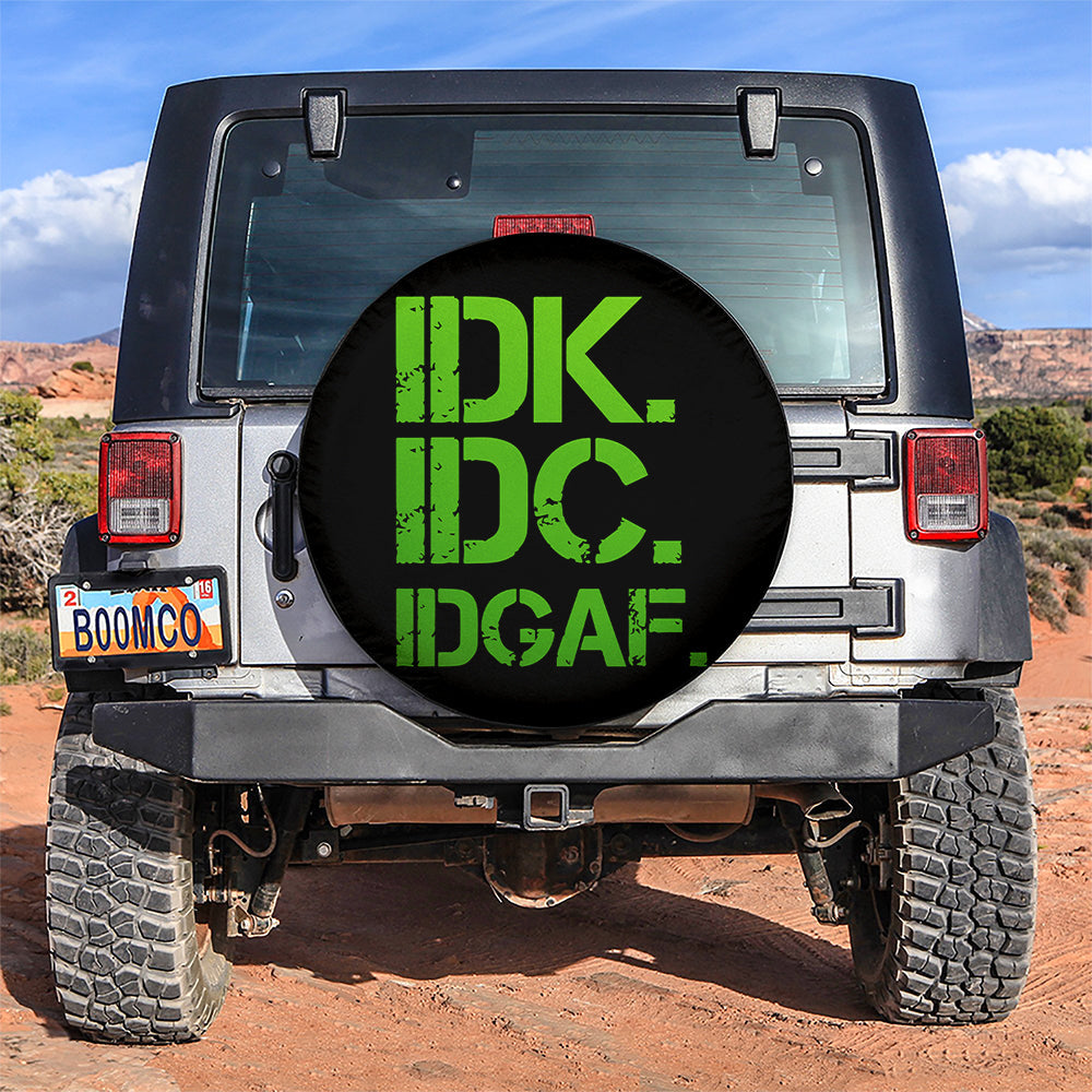 Funny IDK IDC Green Jeep Car Spare Tire Cover