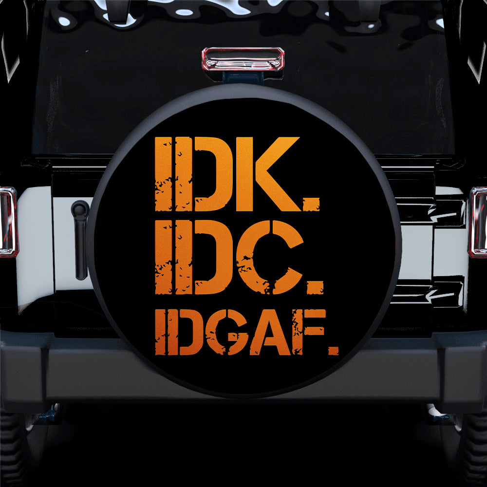 Funny IDK IDC Orange Jeep Car Spare Tire Cover