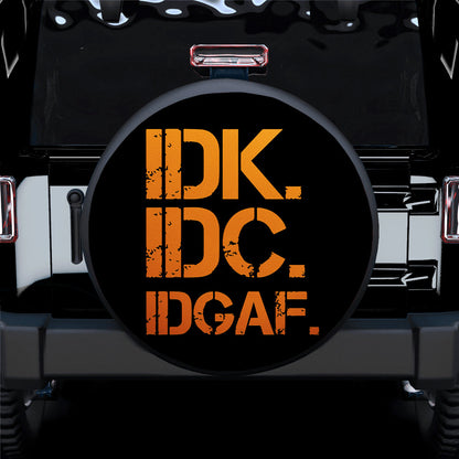 Funny IDK IDC Orange Jeep Car Spare Tire Cover