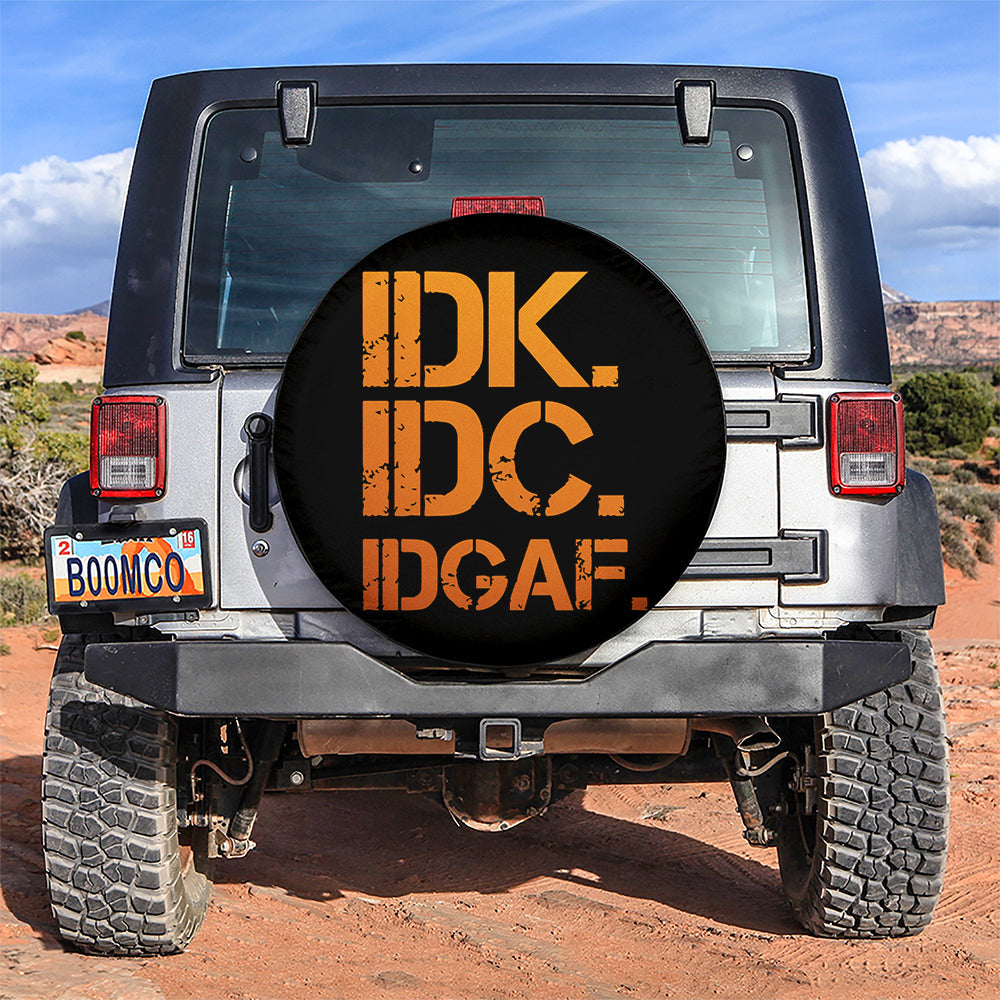 Funny IDK IDC Orange Jeep Car Spare Tire Cover
