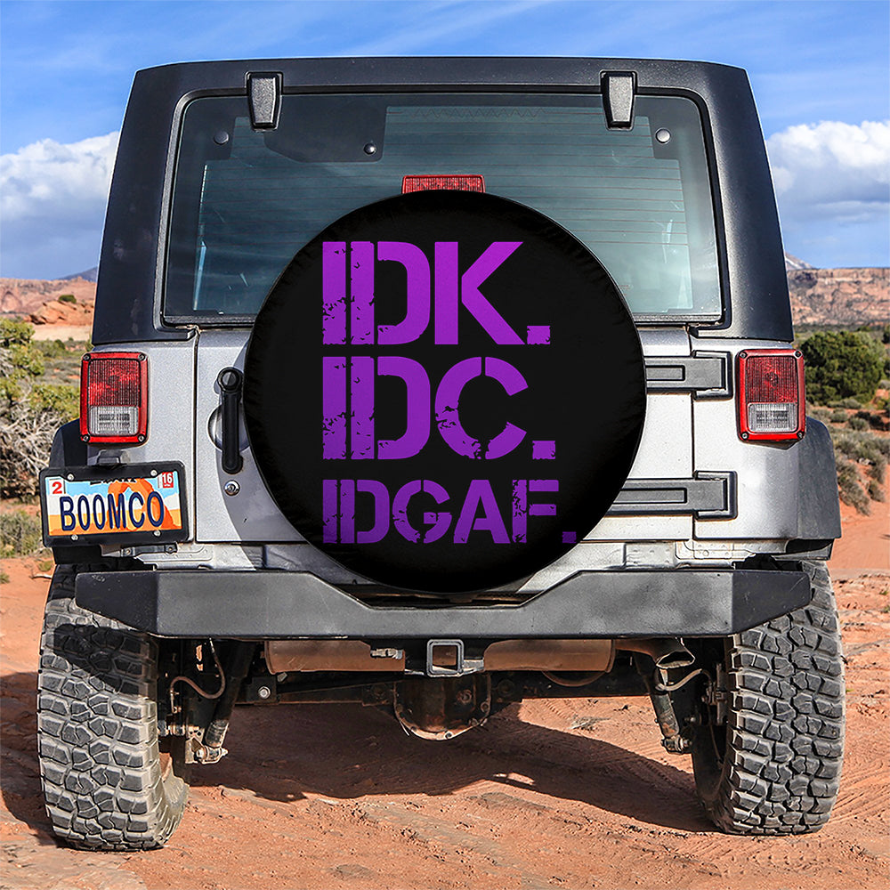 Funny IDK IDC Purple Jeep Car Spare Tire Cover
