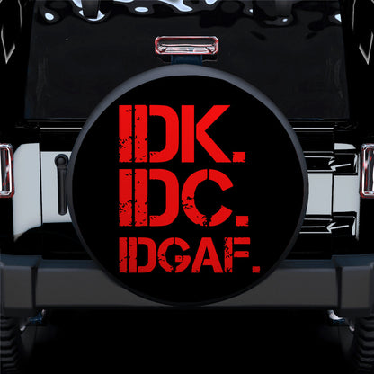 Funny IDK IDC Red Jeep Car Spare Tire Cover
