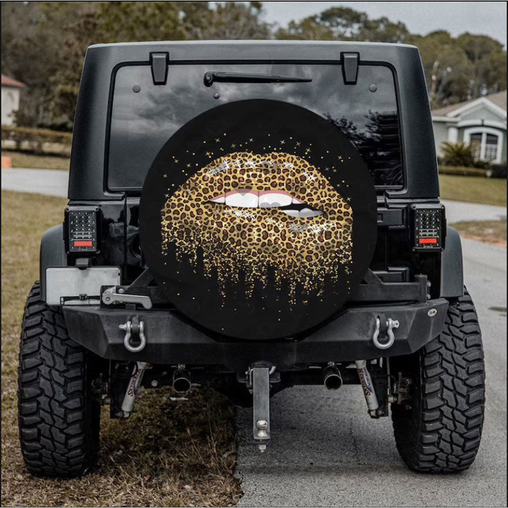 Funny Lips, Leopard Skin Car Spare Tire Cover