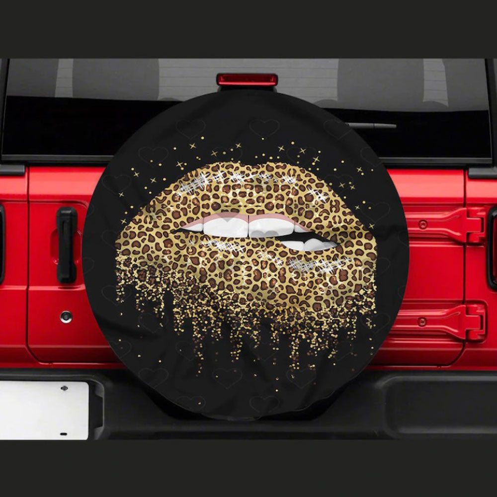 Funny Lips, Leopard Skin Car Spare Tire Cover