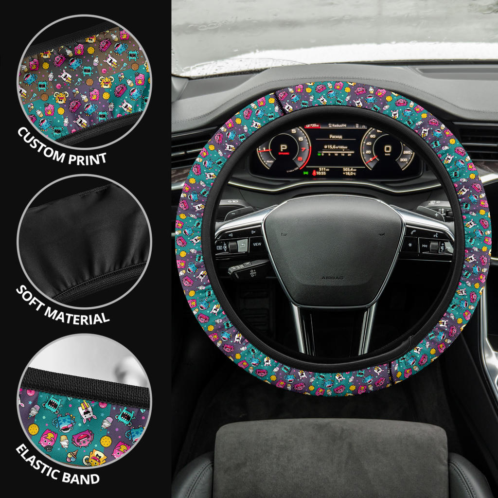 Funny Monters Premium Car Steering Wheel Cover