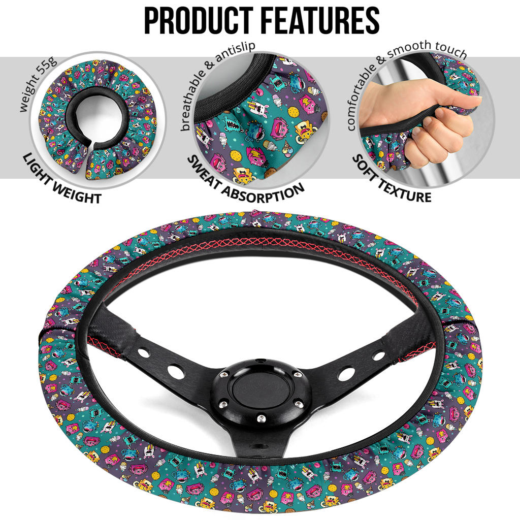 Funny Monters Premium Car Steering Wheel Cover