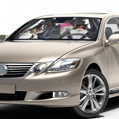 Funny Pets Driving Car Auto Sunshades
