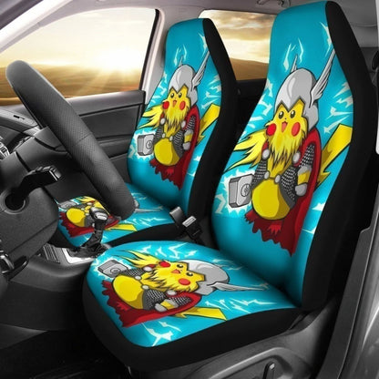 Funny Pikathor Car Seat Covers For Thor And Pika Fan Universal Fit 194801