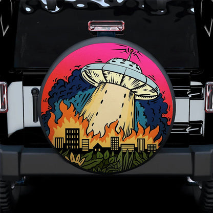 Funny UFO Art Custom Jeep Car Spare Tire Cover