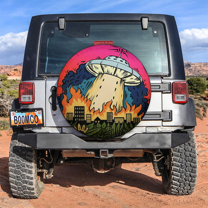 Funny UFO Art Custom Jeep Car Spare Tire Cover