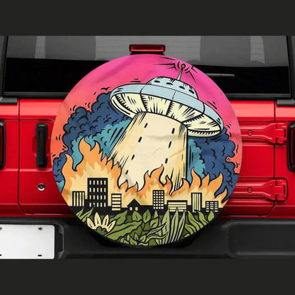 Funny UFO Art Custom Jeep Car Spare Tire Cover