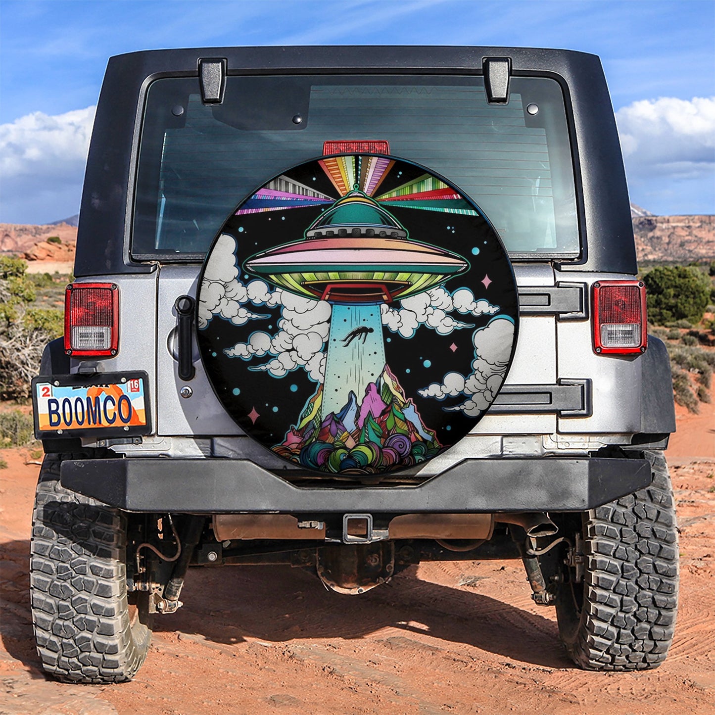Funny UFO Art Jeep Car Spare Tire Cover