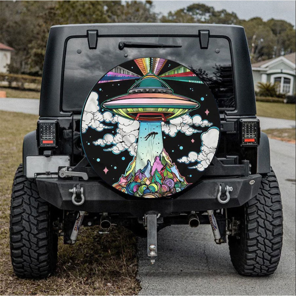 Funny UFO Art Jeep Car Spare Tire Cover