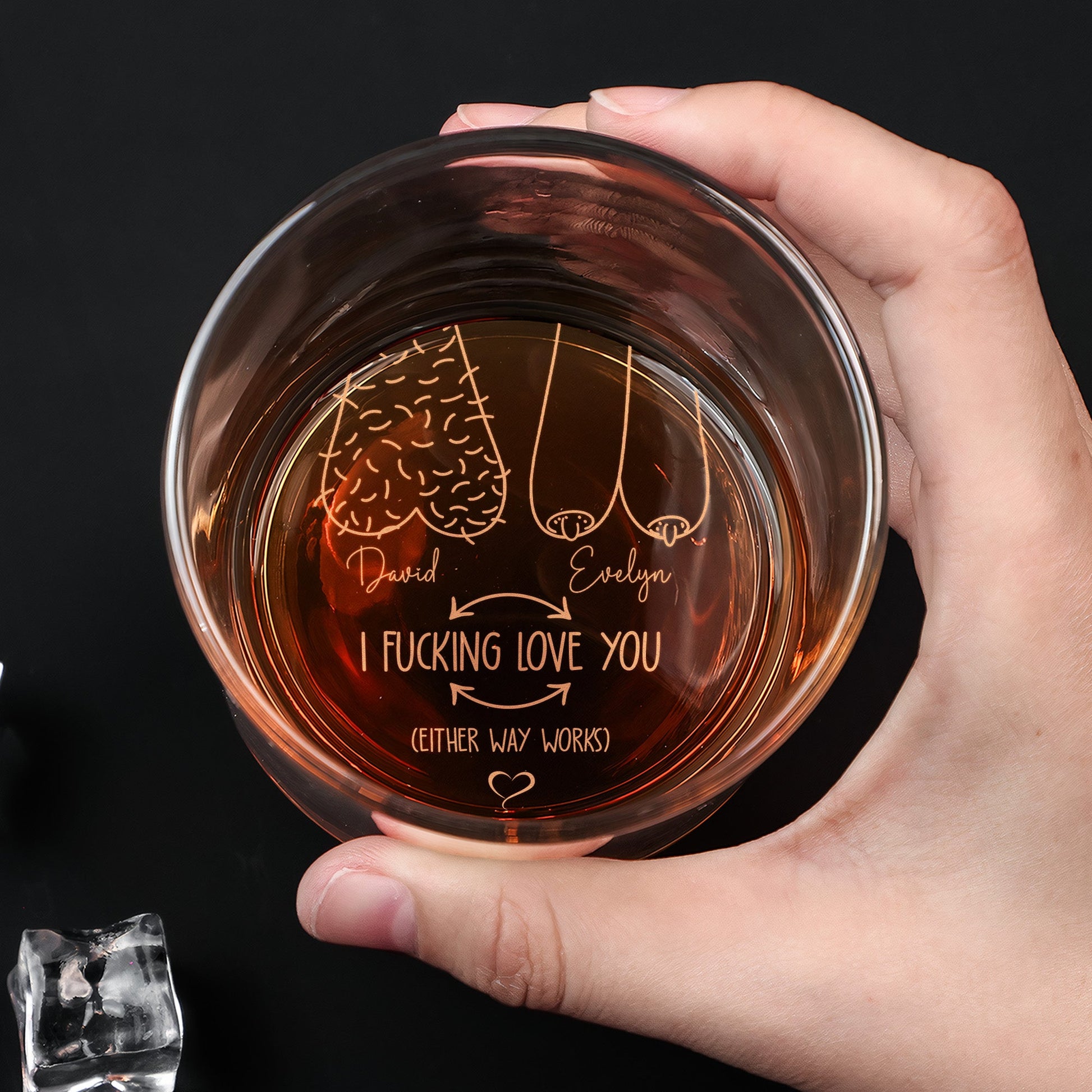 Funny Whiskey Glass I F-cking Love You - Personalized Engraved Whiskey Glass