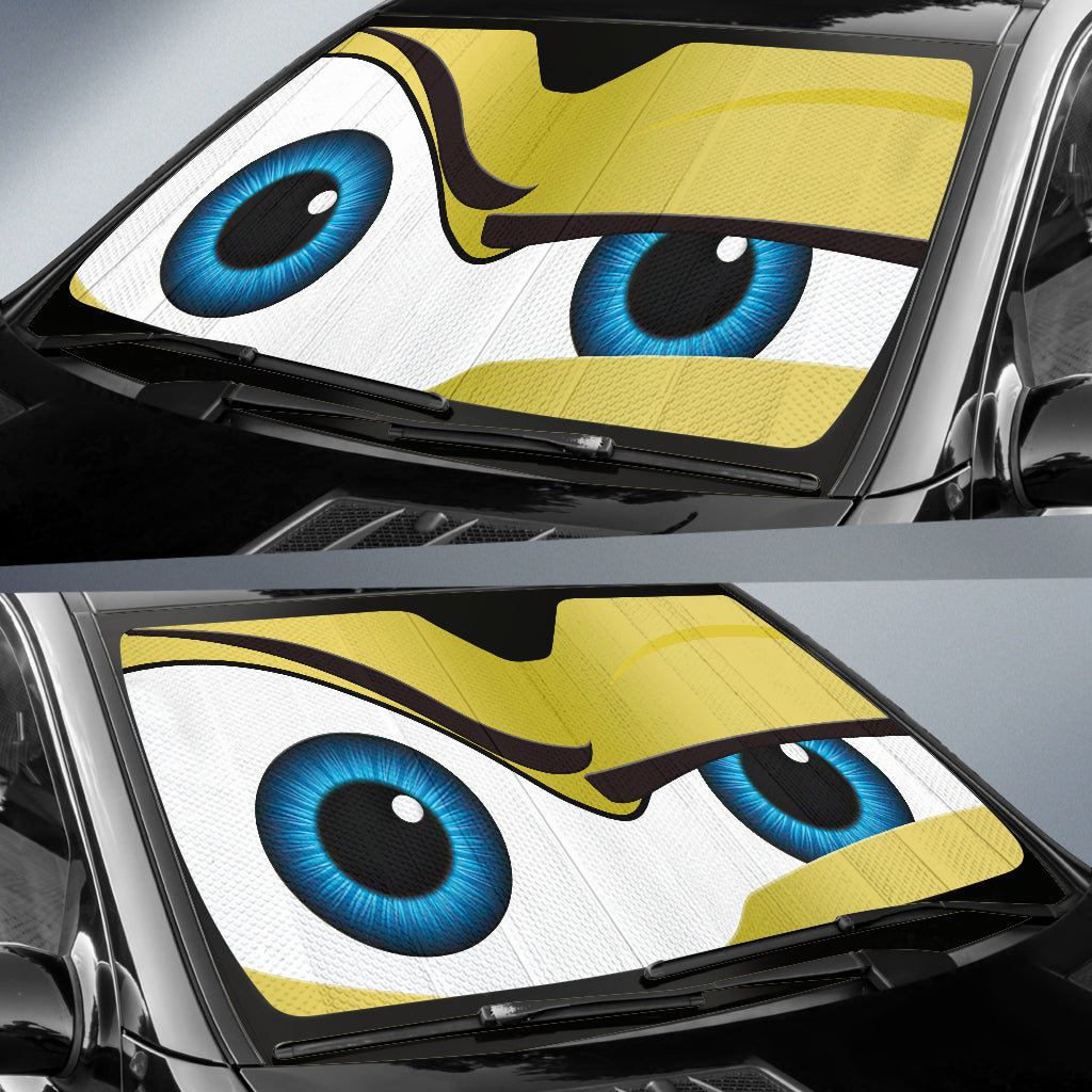 Funny Yellow The Rock Style Cartoon Eye Car Auto Sunshades