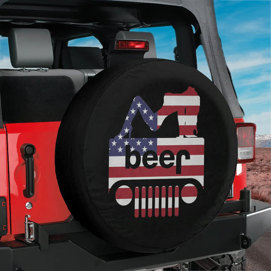 Funny Jeep Beer Square Tire Cover – Sexy Girl Jeep Usa Flag Accessories - PersonalizedFury