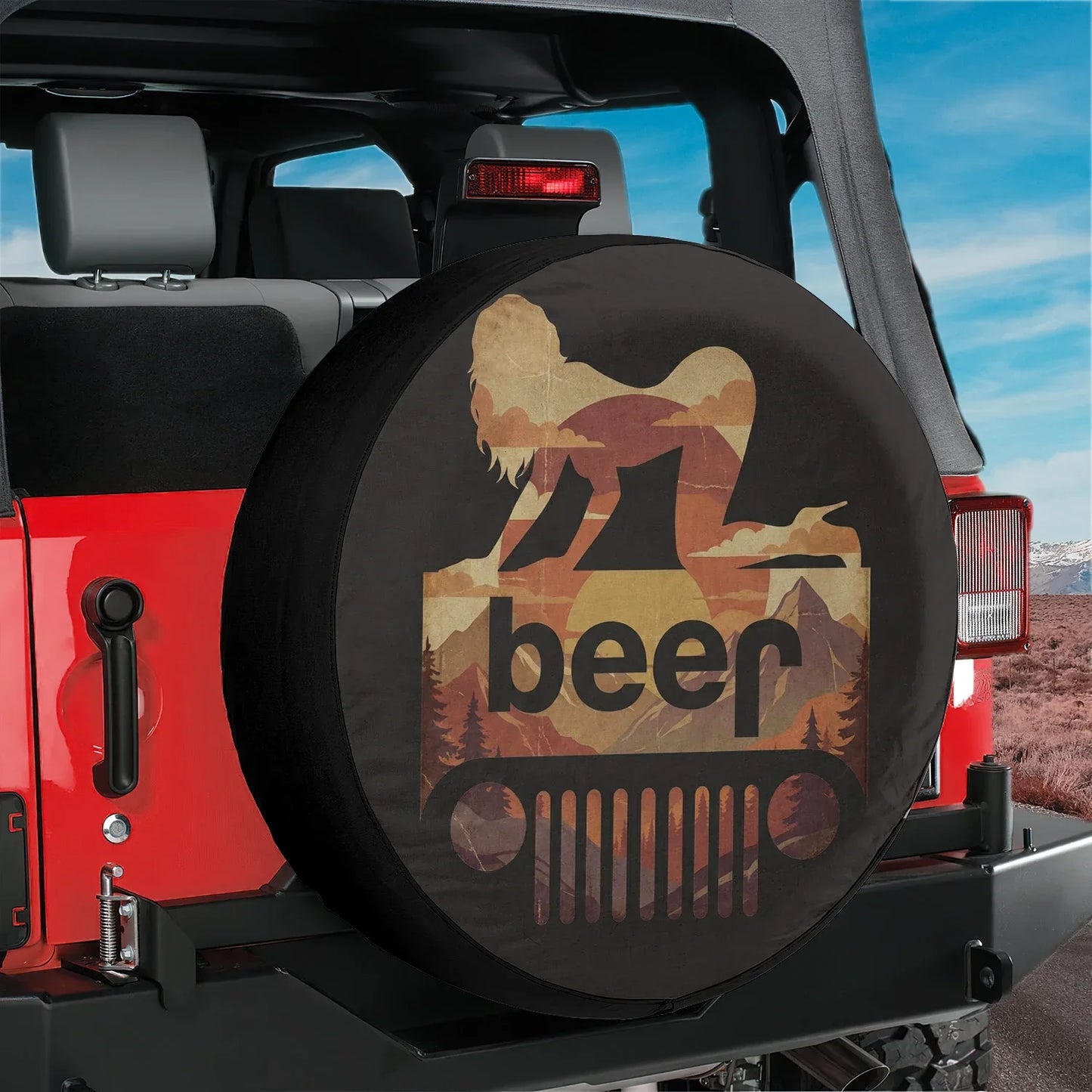 Funny Jeep Beer Square Tire Cover – Sexy Girl Sunset Jeep Accessories - PersonalizedFury