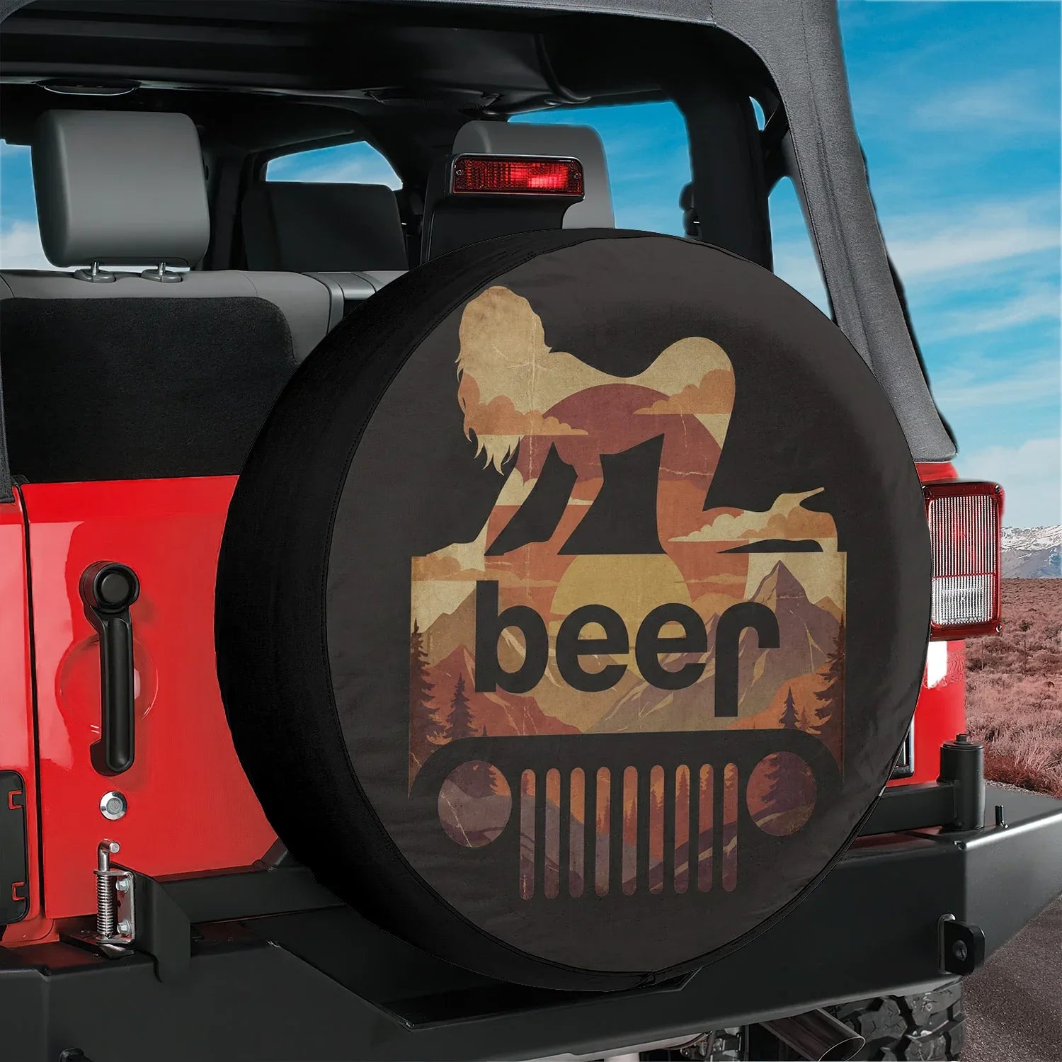 Funny Jeep Beer Square Tire Cover – Sexy Girl Sunset Jeep Accessories - PersonalizedFury