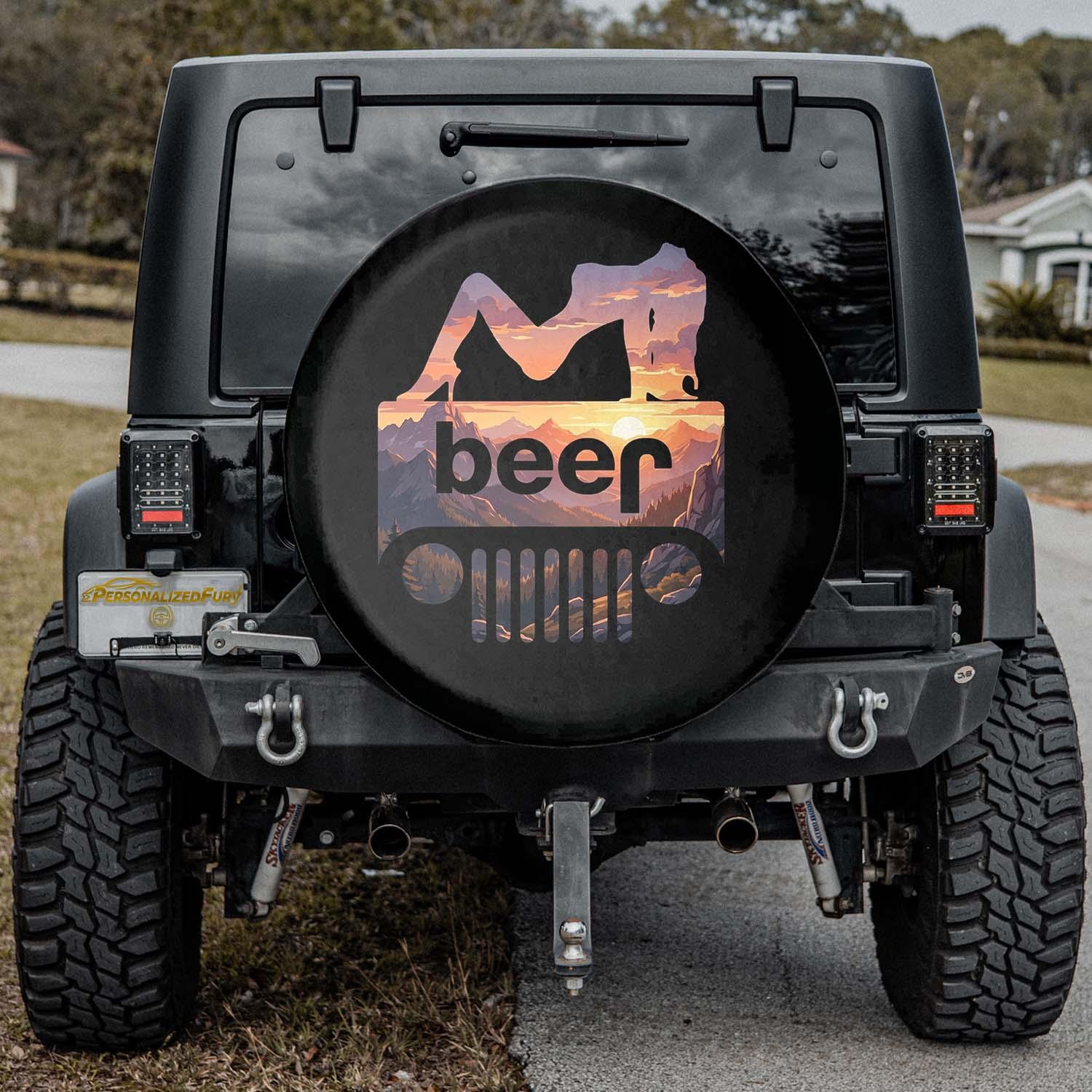 Funny Jeep Beer Square Tire Cover – Sexy Girl Sunset Jeep Accessories - PersonalizedFury