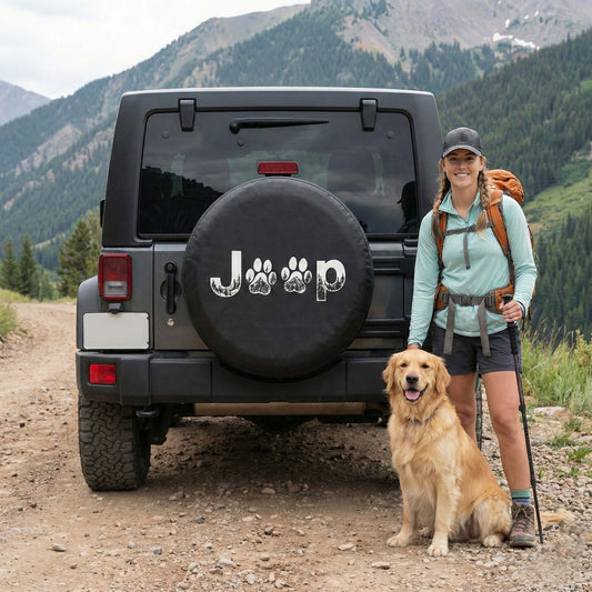 Funny Jeep Dog Paw Leather Spare Tire Cover - Jeep Car Accessories
