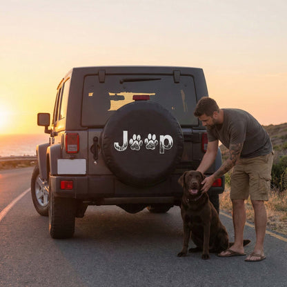 Funny Jeep Dog Paw Leather Spare Tire Cover - Jeep Car Accessories