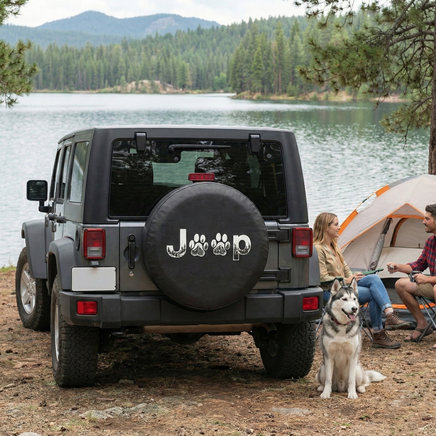 Funny Jeep Dog Paw Leather Spare Tire Cover - Jeep Car Accessories