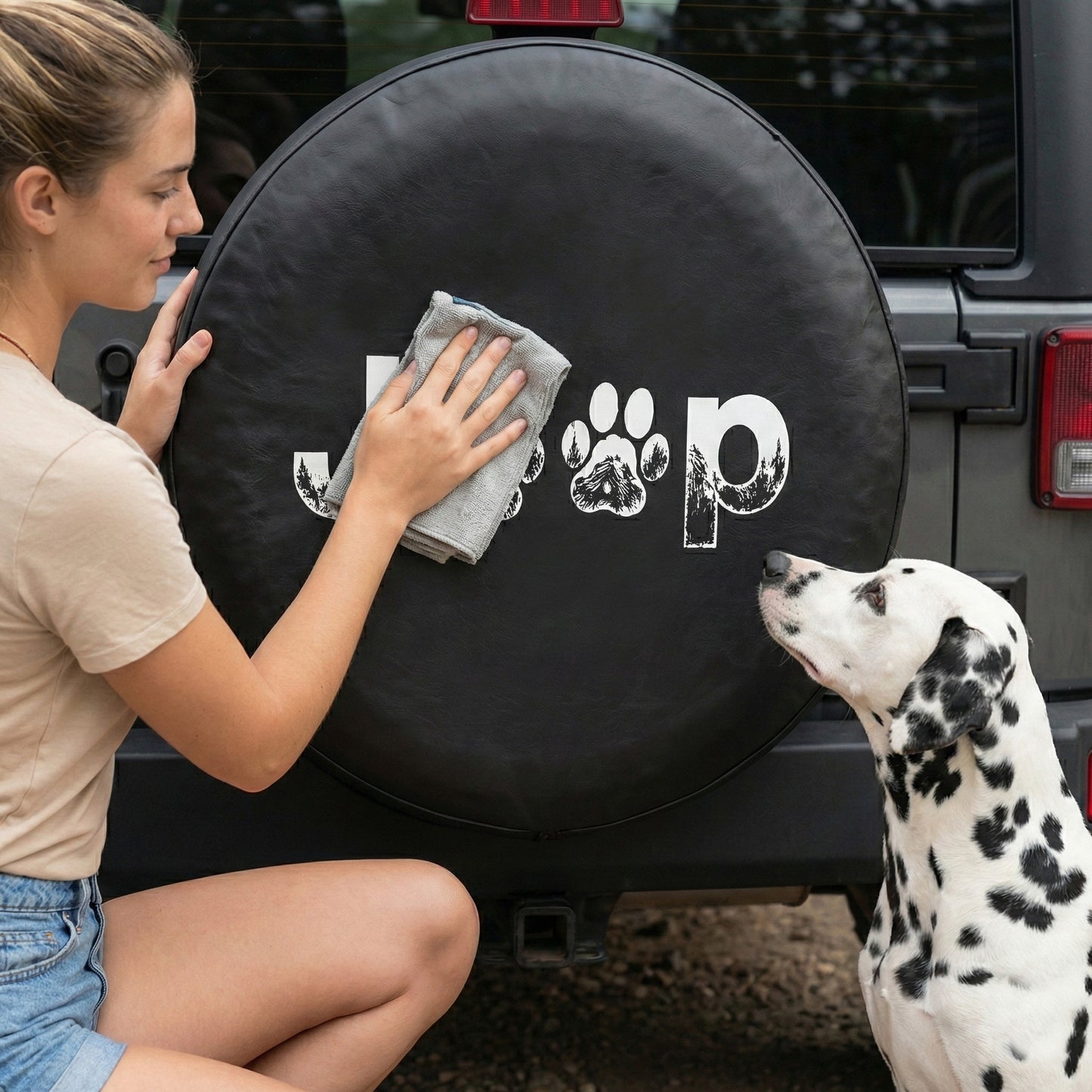 Funny Jeep Dog Paw Leather Spare Tire Cover - Jeep Car Accessories
