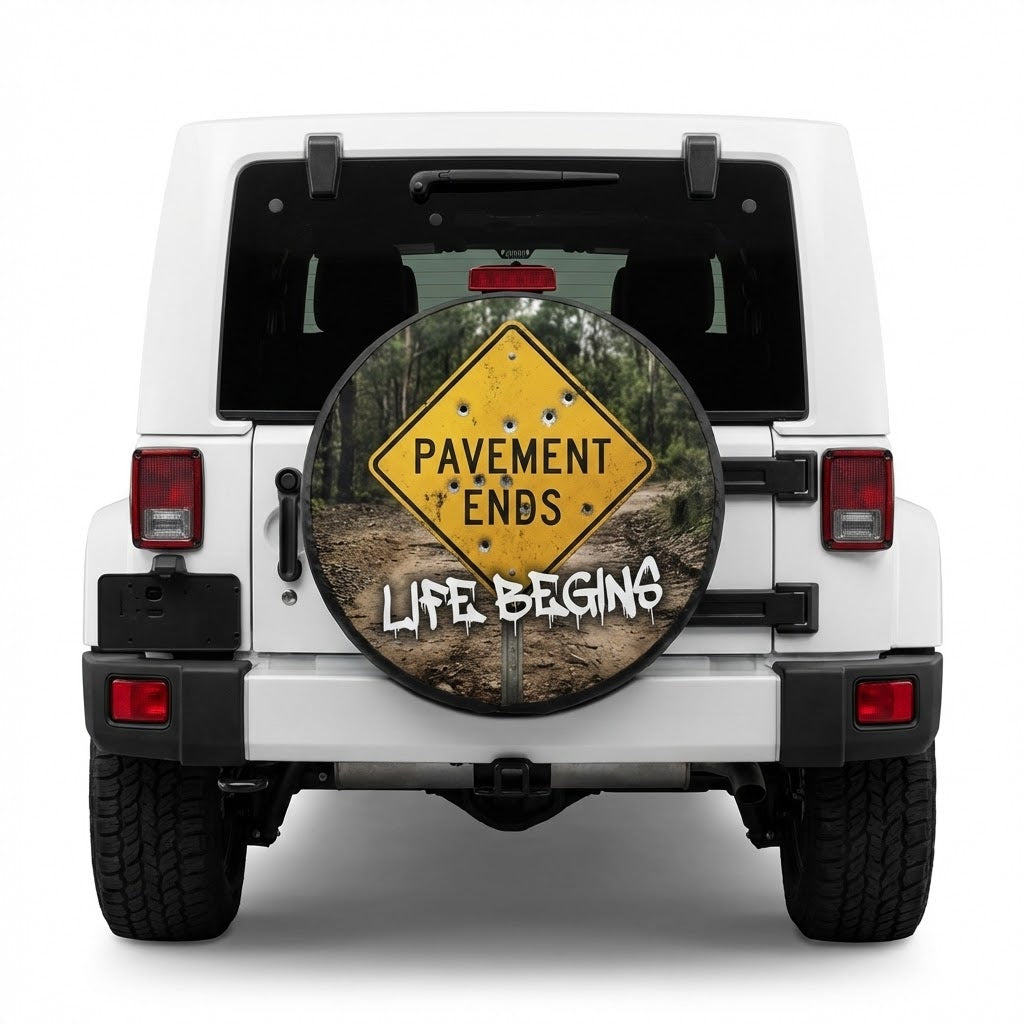 Funny Jeep Spare Tire Cover – Pavement Ends Life Begins | Off-Road Jeep