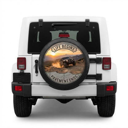 Funny Jeep Spare Tire Cover – Pavement Ends Life Begins | Off-Road Jeep