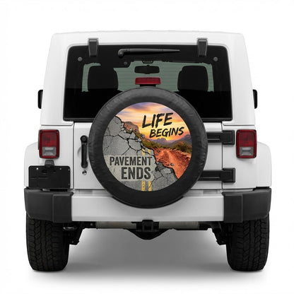 Funny Jeep Spare Tire Cover – Pavement Ends Life Begins | Off-Road Jeep