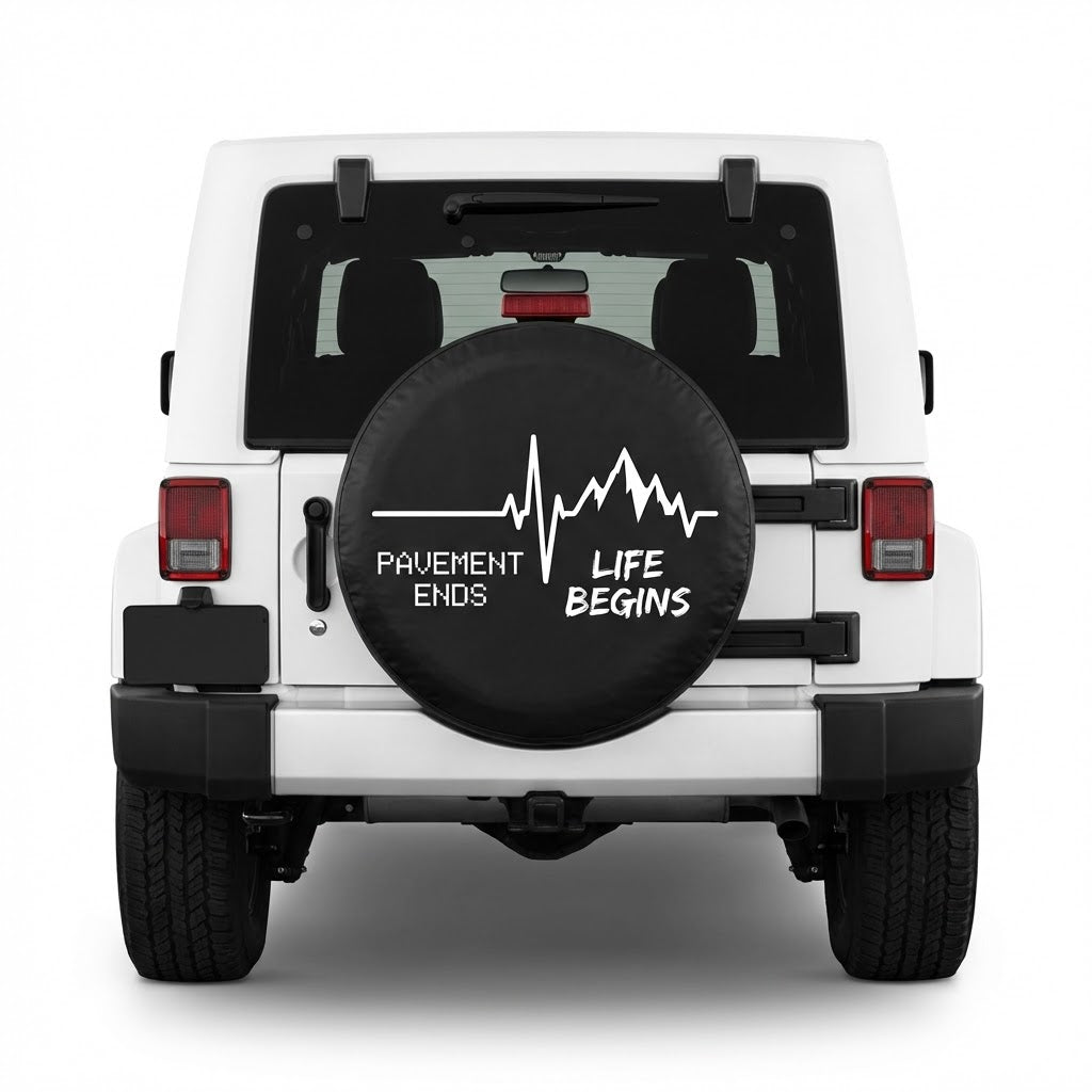 Funny Jeep Spare Tire Cover – Pavement Ends Life Begins | Off-Road Jeep
