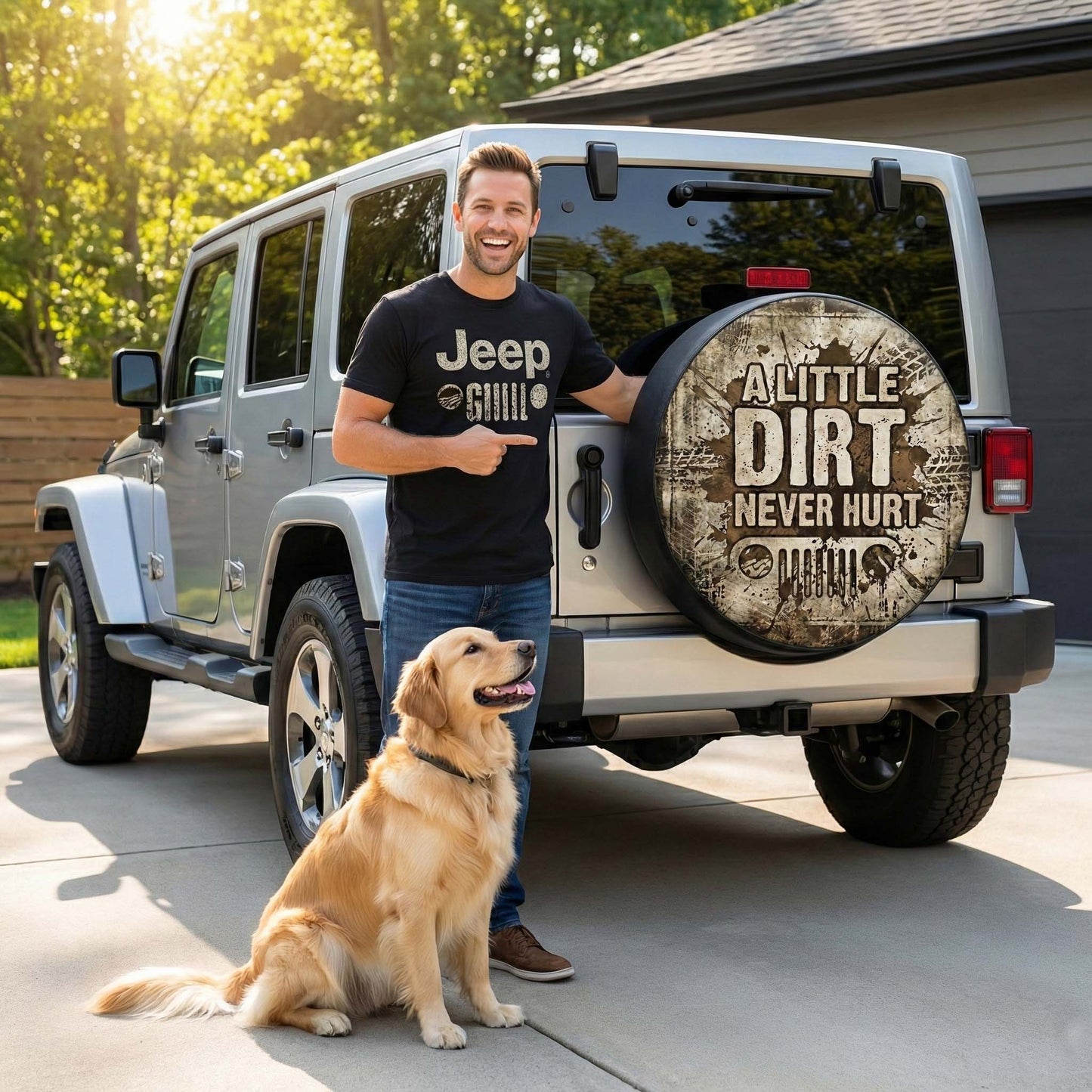 Funny Jeep Spare Tire Covers - A Little Dirt Never Hurt Tire Cover