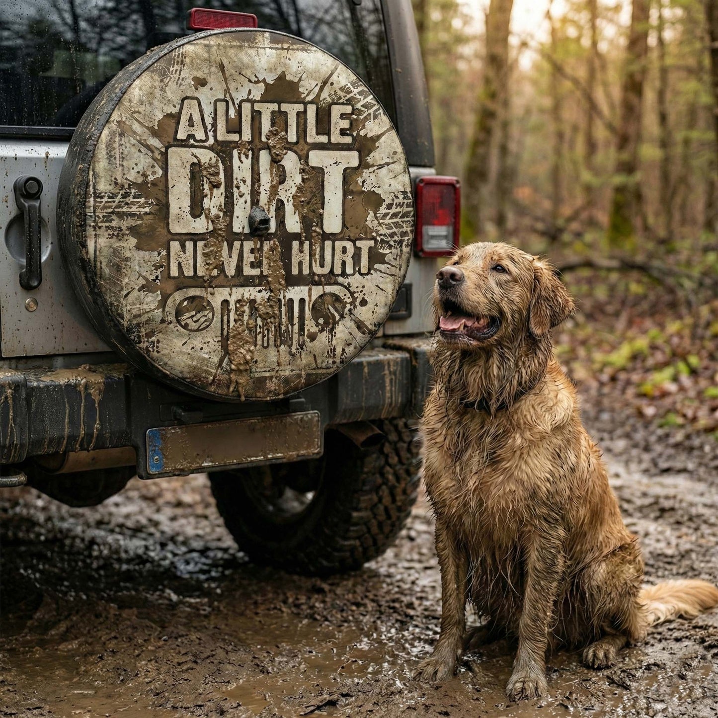 Funny Jeep Spare Tire Covers - A Little Dirt Never Hurt Tire Cover