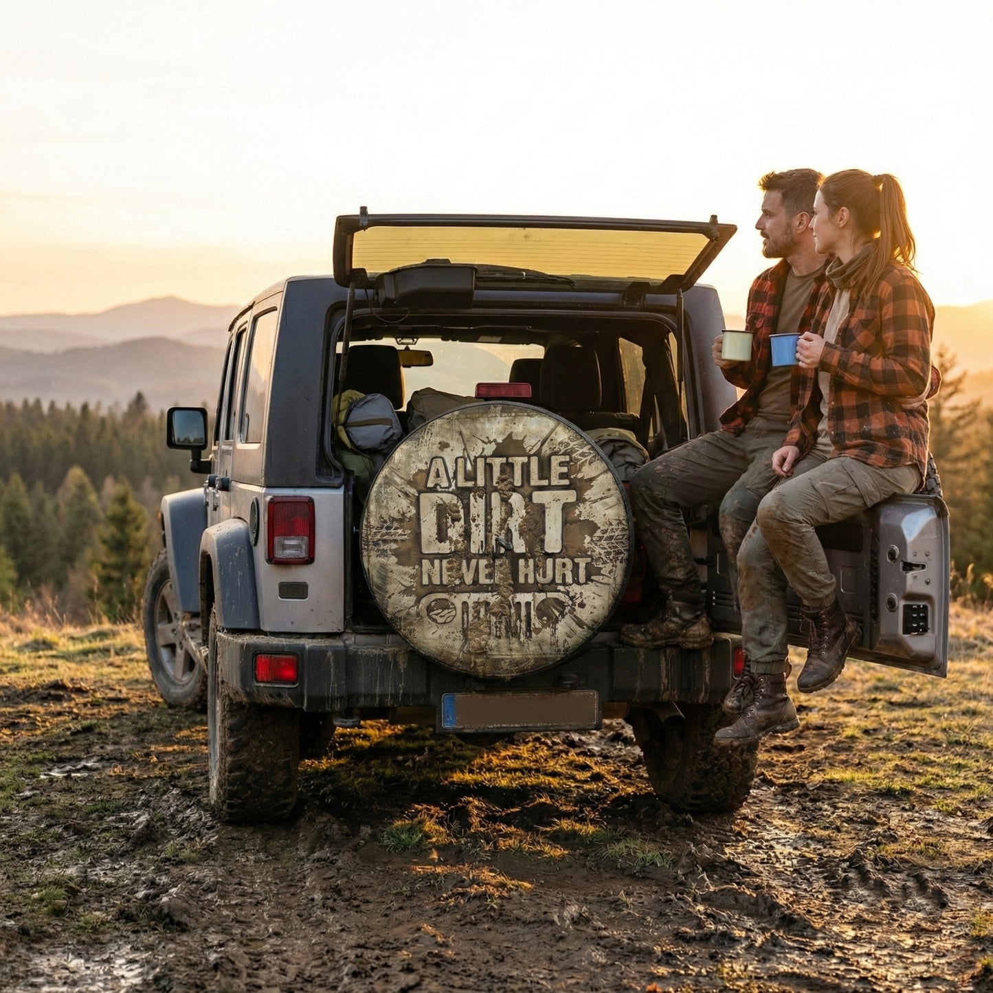 Funny Jeep Spare Tire Covers - A Little Dirt Never Hurt Tire Cover