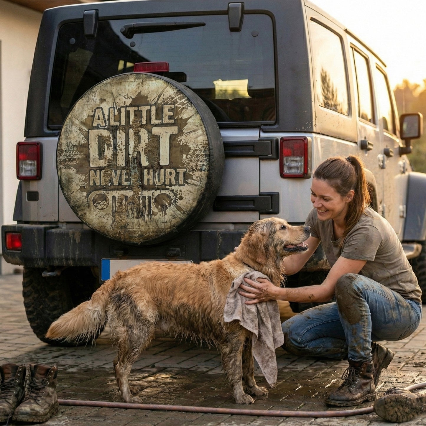 Funny Jeep Spare Tire Covers - A Little Dirt Never Hurt Tire Cover