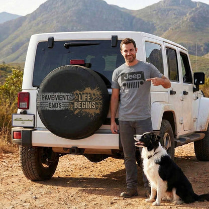Funny Jeep Spare Tire Cover – Pavement Ends Life Begins | Off-Road Jeep