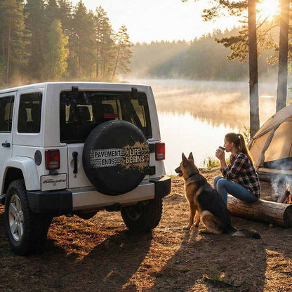 Funny Jeep Spare Tire Cover – Pavement Ends Life Begins | Off-Road Jeep