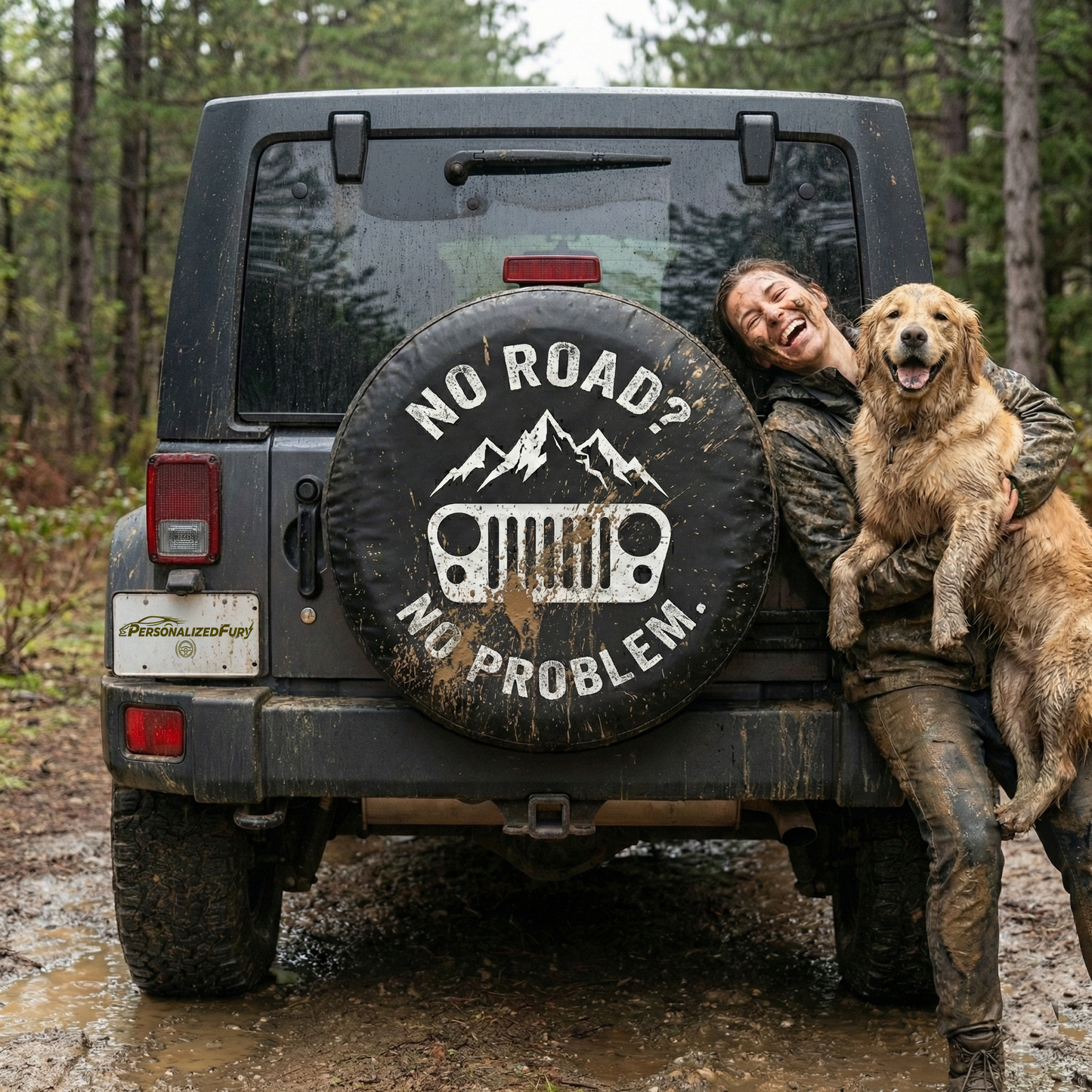 Funny Jeep Spare Tire Covers - No Road? No Problem