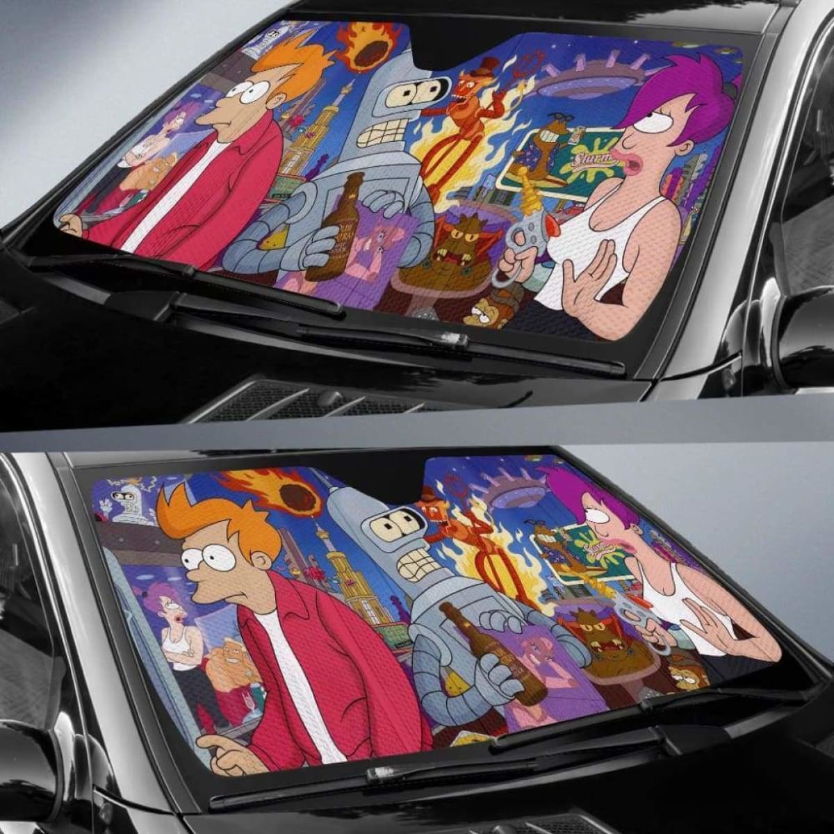 Futurama Cartoon Car Sun Shades 918b Universal Fit