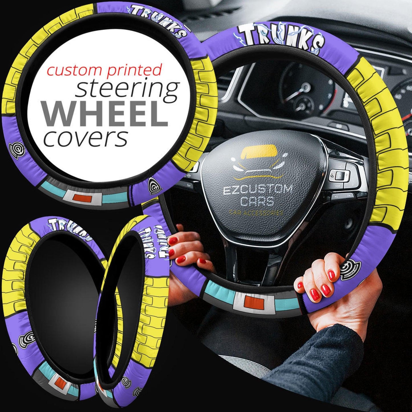 Future Trunks Anime Steering Wheel Cover Custom Dragon Ball Anime Car Accessories